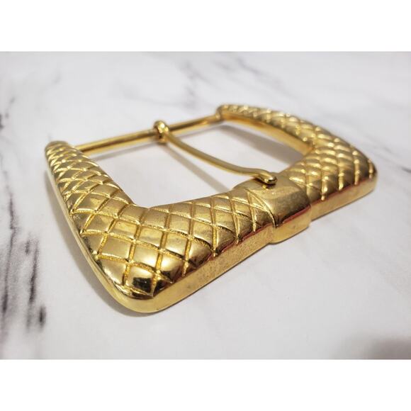 Chunky Textured Quilted‎ Brass Replacement Dress Belt Buckle for 2" belt - Picture 2 of 3